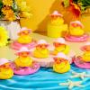 Sotiff Mini Rubber Ducks Bulk for Kids Children Cute Yellow Duck Toy for Dashboard of Car Ornaments with Sunglasses Swim Ring Mini Hat Necklace for Birthday Party Gift(24 Sets,Sweet) view 4