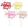 24 Pack Happy Mother's Day Cupcake Toppers with Glitter Hollow Heart Love Mother Best Mom Cupcake Food Picks Women Birthday Happy Mother's Day Theme Party Cake Decorations Supplies Colorful view 1