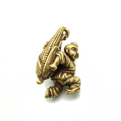 1Pcs Brass Retro Copper Copper Text Play Corn Antique Small Pendant Box Bag Pendant Copper Money Hand Piece Old Object()