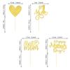 24 Pack Happy Mother's Day Cupcake Toppers Glitter Number 1 Mom Love Heart Best Mom Cupcake Picks for Women Birthday Happy Mother's Day Theme Party Cake Decorations Supplies Gold view 2