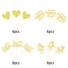 24 Pack Happy Mother's Day Cupcake Toppers Glitter Number 1 Mom Love Heart Best Mom Cupcake Picks for Women Birthday Happy Mother's Day Theme Party Cake Decorations Supplies Gold view 3