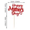 24 Pack Happy Mother's Day Cupcake Toppers with Glitter Hollow Heart Love Mother Best Mom Cupcake Food Picks Women Birthday Happy Mother's Day Theme Party Cake Decorations Supplies Red view 2