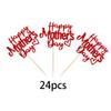 24 Pack Happy Mother's Day Cupcake Toppers with Glitter Hollow Heart Love Mother Best Mom Cupcake Food Picks Women Birthday Happy Mother's Day Theme Party Cake Decorations Supplies Red view 3