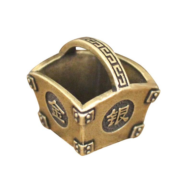 1Pcs Pure Copper Retro Gold Bank Full of Lucky Fortune intobital Brass Copper Puppies Rice Noodle car Keychain Hanging Bag Hanging