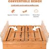 Costzon Kids Sandbox with Lid, 47 x 47in Sand Pit w/ 2 Convertible Bench Seats & Protective Bottom Liner, Cedar Wood Outdoor Sand Box for Backyard Home Lawn Garden Beach (with Backrest) view 4
