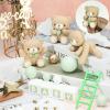 Yinder Bear Cake Toppers Mini Bear Cake Decorations Cake Toppers Gold White Pearl Ball for Birthday Party Decorations(Green, Brown,Cute Style) view 2