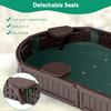 Costzon Kids Sandbox with Cover, HDPE Child Sand Pit w/Detachable Built-in Seating & Bottom Liner for Backyard Lawn Garden Beach, Outdoor Sand Box for Kids Age 3+ (Elliptical) view 3