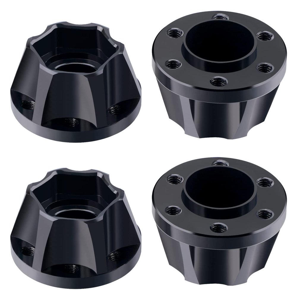DJX 4pcs 12mm Aluminum Wheel Hex Hub Adapter Accessories Wheel Extension for 1/10 RC Crawler 1.9inch or 2.2inch Wheel Rim TRX4 Axial SCX10 D901(Black 12mm)