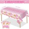 172 Pcs Princess Birthday Party Supplies Serves 24 Include Castle Tablecloth Pink Princess Birthday Banner Party Plates and Napkins Tableware Set for Girls Theme Decorations view 3
