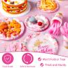 172 Pcs Princess Birthday Party Supplies Serves 24 Include Castle Tablecloth Pink Princess Birthday Banner Party Plates and Napkins Tableware Set for Girls Theme Decorations view 4
