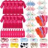 Bonuci 50 Pcs Spa Party Supplies for Girls, 10 Satin Robe 10 Kids Slippers Sleepover Birthday Spa Party Favors(Rose Red) view 1