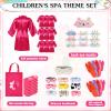 Bonuci 50 Pcs Spa Party Supplies for Girls, 10 Satin Robe 10 Kids Slippers Sleepover Birthday Spa Party Favors(Rose Red) view 2