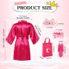 Bonuci 50 Pcs Spa Party Supplies for Girls, 10 Satin Robe 10 Kids Slippers Sleepover Birthday Spa Party Favors(Rose Red) view 3
