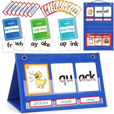 Torlam Blends & Digraphs Pocket Chart, Onset Rime Phonics Games Sight Word Flash Cards, Educational Spelling Reading Learning Blending Board, Elementary Kindergarten Classroom Teachers Must Haves