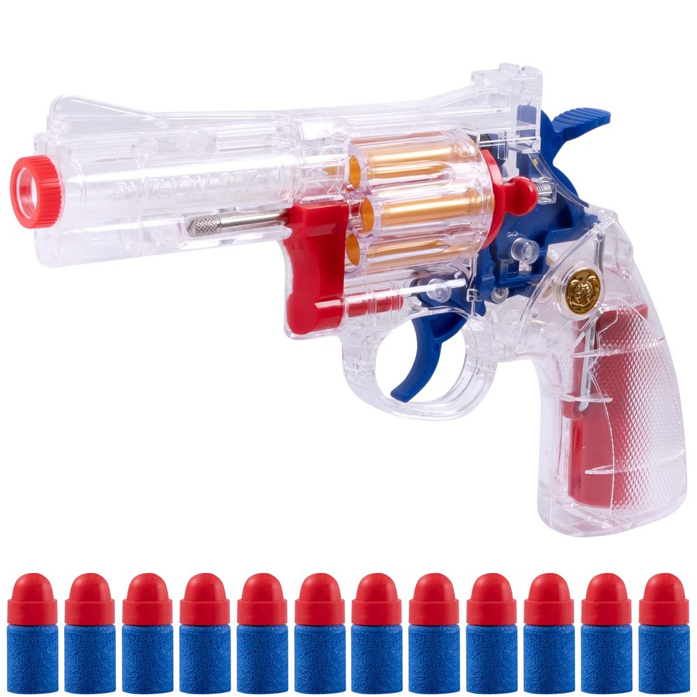FESVASDEE Clear Housing Toy Revolver Foam Blaster with Elite Soft Foam Darts for Nerf Guns Toys Gun Set for Kids Ages 5 6 7 8 Medium