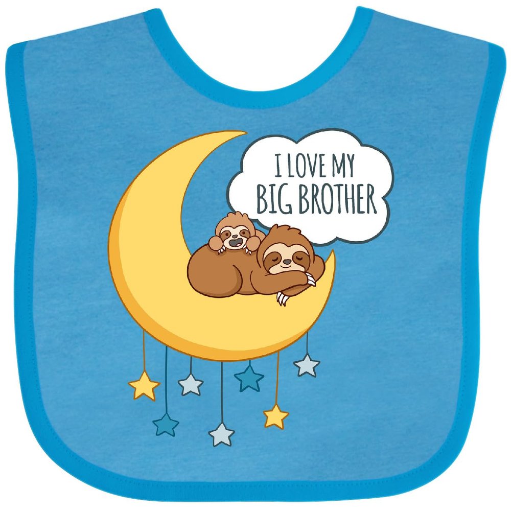 inktastic I Love My Big Brother Baby Bib Turquoise 4204f