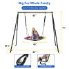 440lbs Swing Set-43 Saucer Tree Swing&71 High A Frame Swing Stand Heavy Duty,All Weather Resistance,Durable&Sturdy Textiline &Power-Coated Tubes,Suit Kids Backyard Outdoor (6clr+bk) view 2