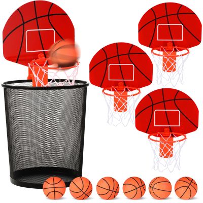 Honoson 3 Sets Indoor Trash Can Basketball Game Set Includes 3 Mini Clip on Basketball Hoop with Backboard 6 Inflatable Ball 3 Pump Office Decompression Toy Birthday Gift(Classic)
