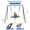 440lbs Swing Set-43 Saucer Tree Swing&71 High A Frame Swing Stand Heavy Duty,All Weather Resistance,Durable&Sturdy Textiline &Power-Coated Tubes,Suit Kids Backyard Outdoor(4clr+bk) view 2