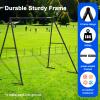 440lbs Swing Set-43 Saucer Tree Swing&71 High A Frame Swing Stand Heavy Duty,All Weather Resistance,Durable&Sturdy Textiline &Power-Coated Tubes,Suit Kids Backyard Outdoor(4clr+bk) view 3