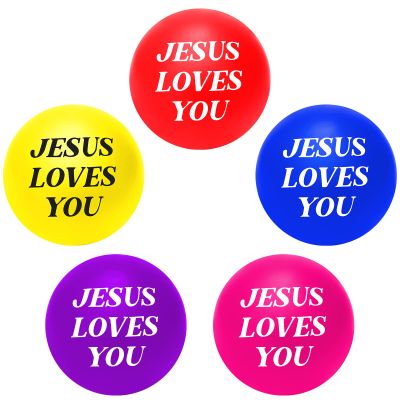 20 Pcs Valentine's Day Stress Ball Jesus Loves You Stress Balls Stresses Reliever Toys Valentines Party Favor Foam Bouncy Fidget Balls Bulk for Valentine Party Gift, 1.57 Inch(Colorful)