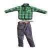 1/6 Scale Fashion Casual Green Plaid Shirt+Jeans Belt Suit Model view 1