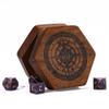 UDIXI Wooden DND Dice Box with Magnetic Lid for Storage Set of 7 Polyhedral Dice, with Compass and Skull Pattern, Compatible with RPG Tabletop Game view 1