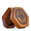 UDIXI Wooden DND Dice Box with Magnetic Lid for Storage Set of 7 Polyhedral Dice, with Compass and Skull Pattern, Compatible with RPG Tabletop Game view 2