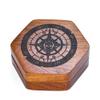 UDIXI Wooden DND Dice Box with Magnetic Lid for Storage Set of 7 Polyhedral Dice, with Compass and Skull Pattern, Compatible with RPG Tabletop Game view 3