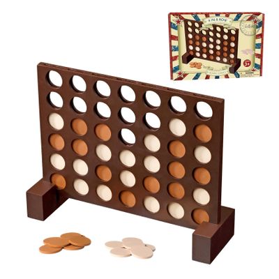 GOTHINK Wooden Four in a Row Game, Classic Strategy Game for Kids and Adults, Perfect for Family Picnics, Camping, Great Travel Game