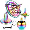 Lenwen 3 Pcs Precision Gyroscope Toy Spinner Top Anti Gravity Metal Balance Spinner Toy Accurate Gyro Desktop Flip Over Gaming for Adult Kid Home School Science Educational Party(Colorful) view 1