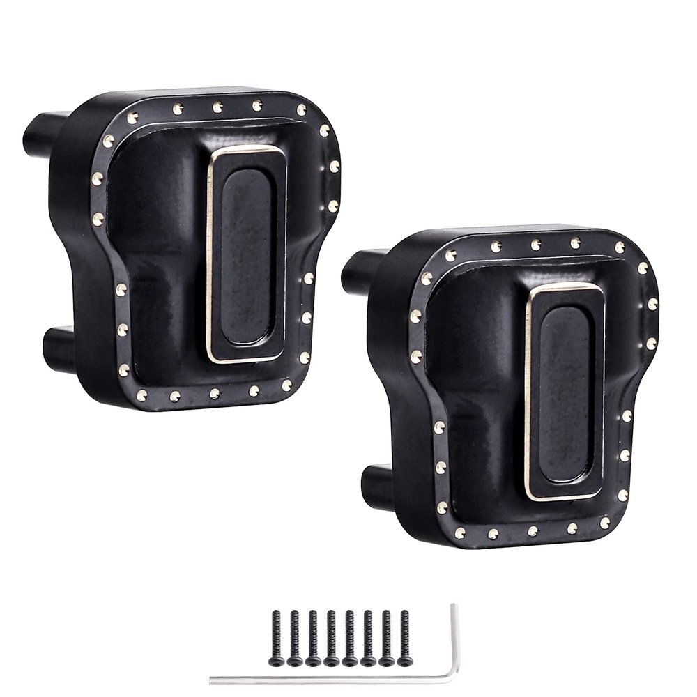 18.4g/Each CrazyHobby Brass Diff Covers Axle Covers for TRX4M TRX4MT K10 High Trail F150 Bronco Defender 1/18 Crawler Car, Front & Rear (Black Gold)