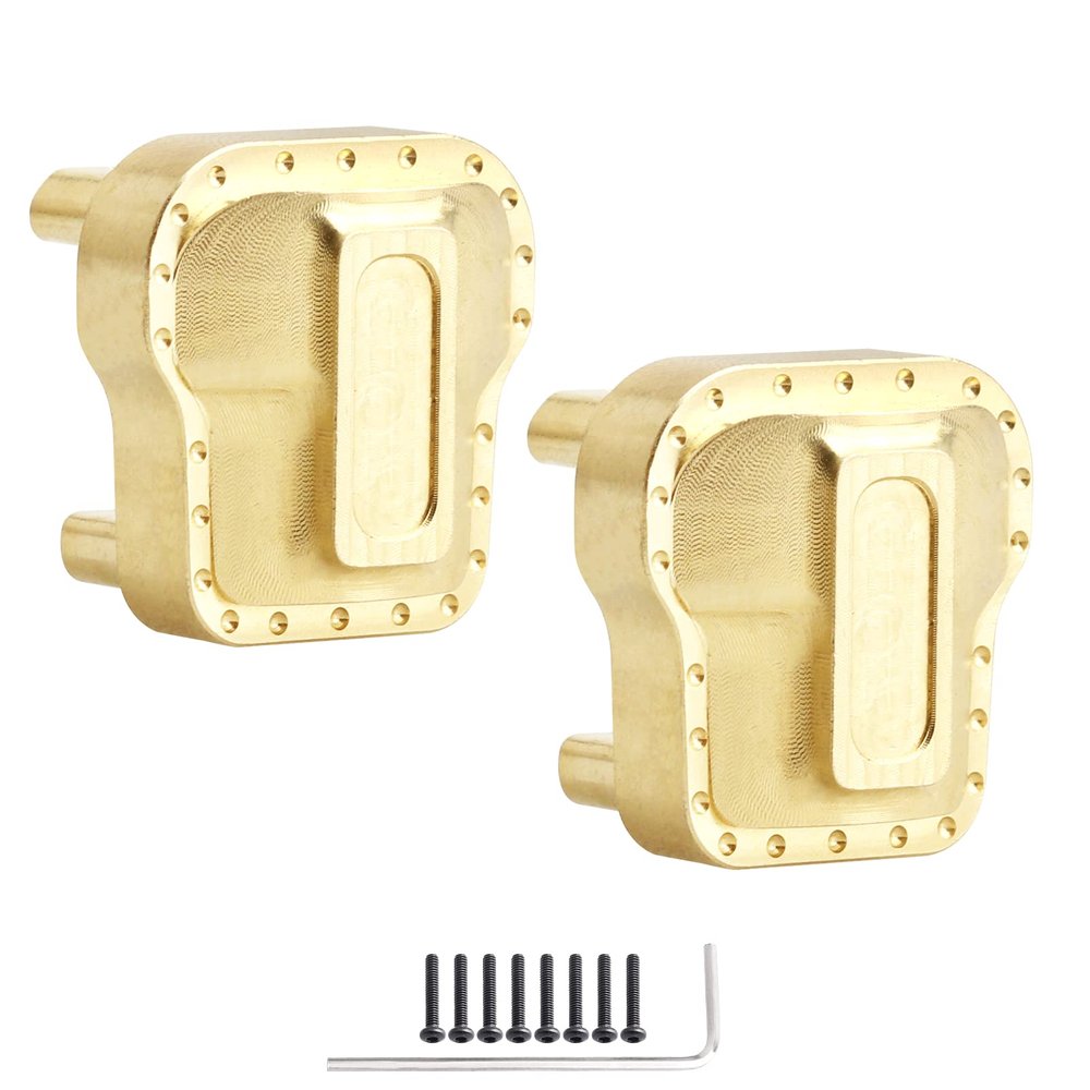 18.4g/Each CrazyHobby Brass Diff Covers Axle Covers for TRX4M TRX4MT K10 High Trail F150 Bronco Defender 1/18 Crawler Car, Front & Rear (Gold)
