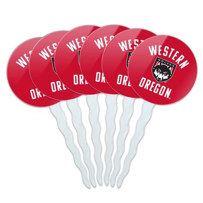 Western Oregon University Wolves Logo Cupcake Picks Toppers Decoration Set of 6