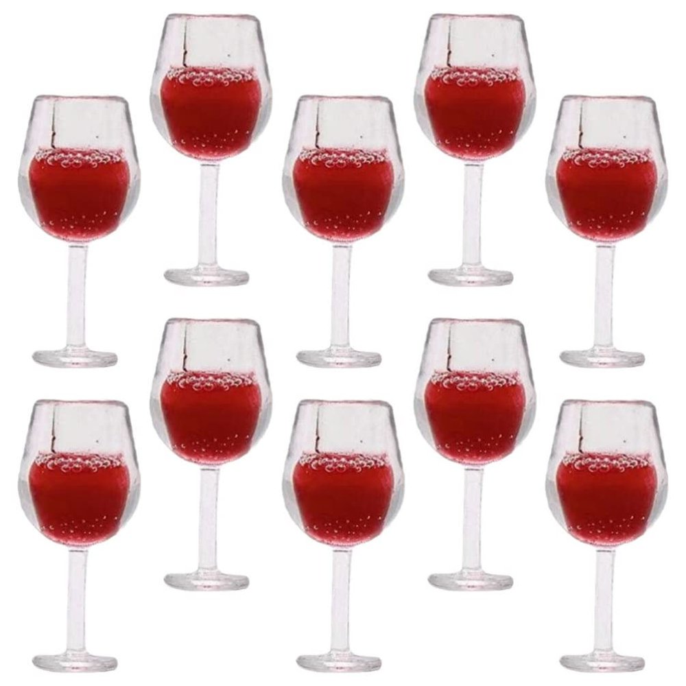 TOYANDONA 10pcs Miniature Dollhouse Wine Glasses, 1:12 Miniature Wine Glasses Mini Dollhouse Cocktail s for Kitchen Accessories Decors