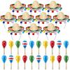 Jexine 30 Pcs Mini Sombrero Fiesta Hats Wooden Fiesta Maracas Set, with 10 Mexican Sombrero Headbands 20 Pcs 4.3 Inch Wooden Fiesta Maracas Mini Sombrero Hats Straw Mexican Sombrero for Kids Dolls view 1