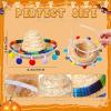 Jexine 30 Pcs Mini Sombrero Fiesta Hats Wooden Fiesta Maracas Set, with 10 Mexican Sombrero Headbands 20 Pcs 4.3 Inch Wooden Fiesta Maracas Mini Sombrero Hats Straw Mexican Sombrero for Kids Dolls view 3