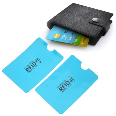 100 Pcs Card Blocking Sleeves Lightweight Compact Design Anti Scan Theft Magnetic Card Holder Your from Identity Theft Skiming (Blue)