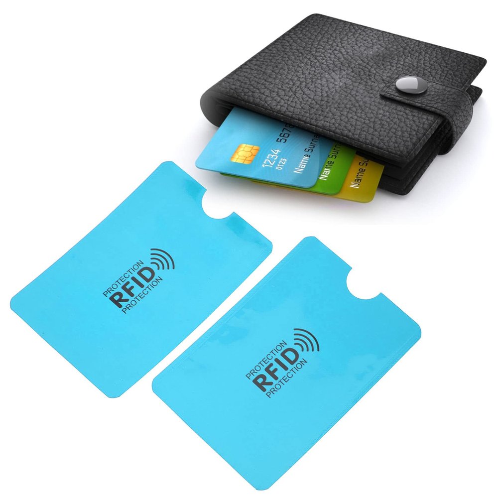 100 Pcs Card Blocking Sleeves Lightweight Compact Design Anti Scan Theft Magnetic Card Holder Your from Identity Theft Skiming (Blue)
