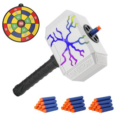 Dart-Blasting Hammer Toys Guns with Light -Toys for 6+ Year Old Boys,Kids Roleplay Toy Thunder Mjolnir Includes 30 Darts Gift for Boys & Girls Shooting Game Toy