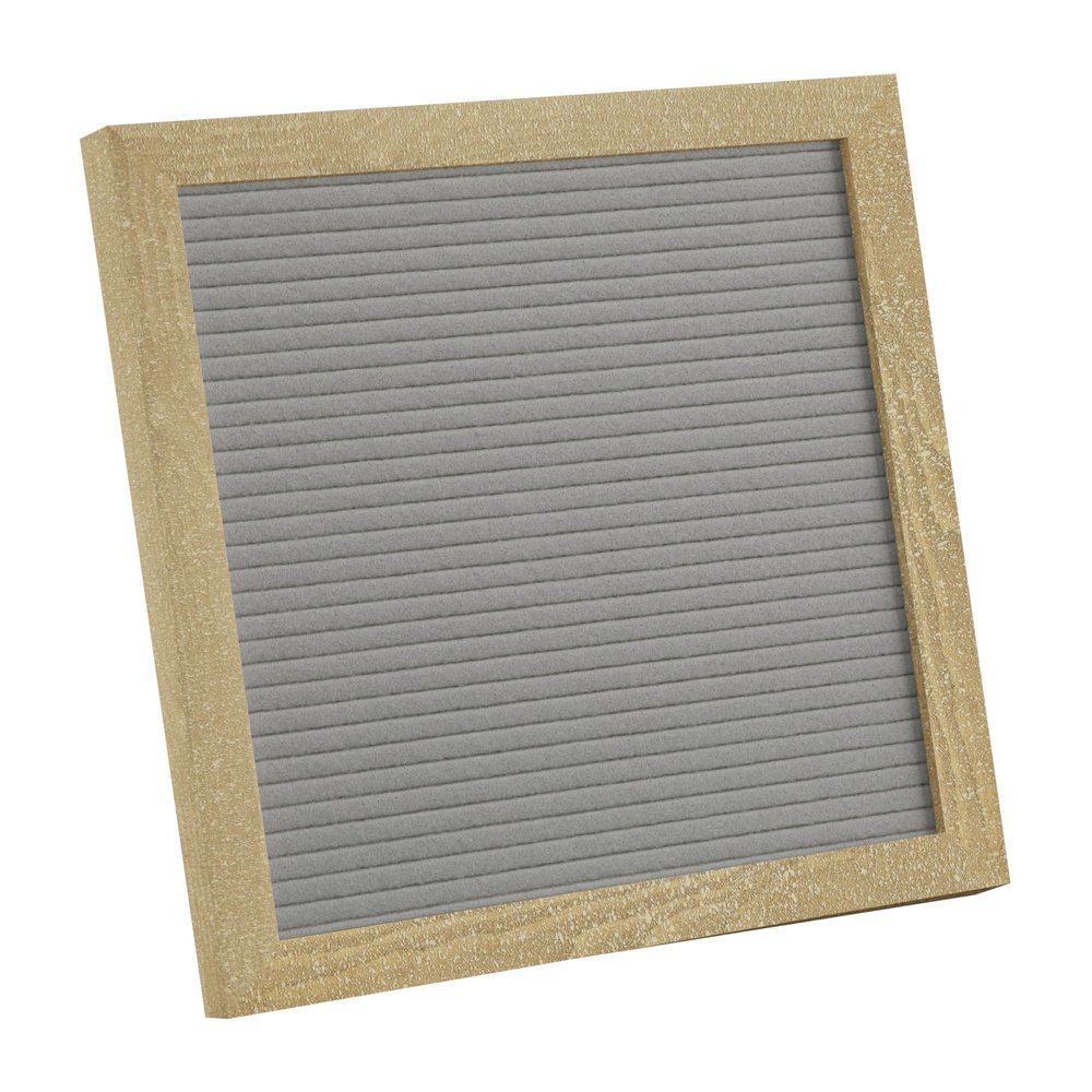 Flash Furniture Gracie Felt Letter Board with Wooden Frame, 389 PP Letters Including Numbers, Symbols and Icons, Canvas Carrying Case, 10x10, Weathered Wood/Gray Felt
