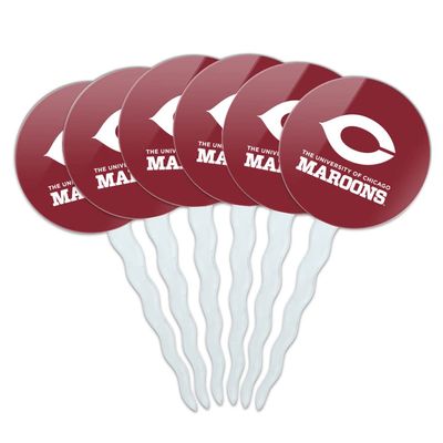 University of Chicago Maroons Logo Cupcake Picks Toppers Decoration Set of 6