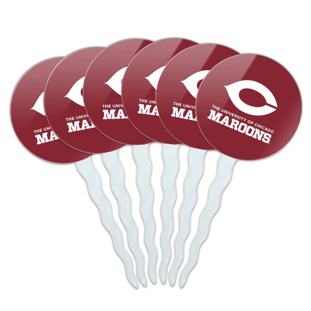 University of Chicago Maroons Logo Cupcake Picks Toppers Decoration Set of 6