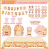160pcs Groovy Birthday Decorations Party Supplies - Boho Daisy Birthday Banner Hippie Daisy Paper Plates Napkins Cups Tableware Set Tablecloth Cupcake Toppers for Retro Hippie Rainbow Party Decoration view 2