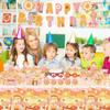 160pcs Groovy Birthday Decorations Party Supplies - Boho Daisy Birthday Banner Hippie Daisy Paper Plates Napkins Cups Tableware Set Tablecloth Cupcake Toppers for Retro Hippie Rainbow Party Decoration view 3