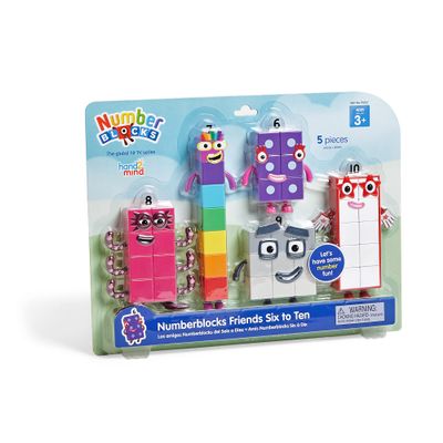 hand2mind Numberblocks Friends Six to Ten Figures Official Licensed Character Action Figure Set, Numbers and Counting Figurines, Pretend Play Toys, for Kids Ages 3, 4, 5, 6, 7