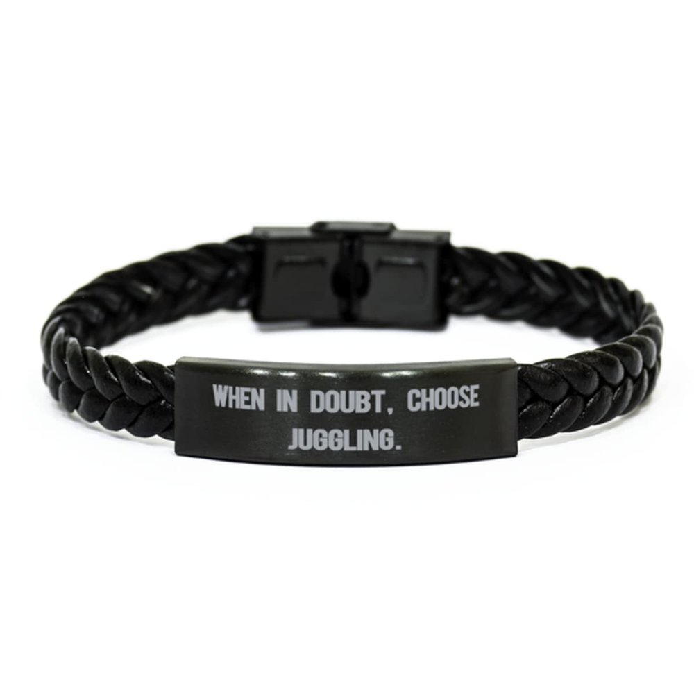 Cheap Juggling Braided Leather Bracelet, When in Doubt,, Gifts For Friends, Present From Friends, Engraved Bracelet For Juggling, Juggling balls, Juggling clubs, Juggling Rings, Diabolo, Footbags,