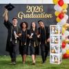 Ledido 2026 Graduation Balloon Boxes Decorations, 4 Pieces White Clear Grad Balloon boxes with Letters, Class of 2026 Graduation Party Supplies for College, High School, Prom, Birthday, Baby Shower view 4