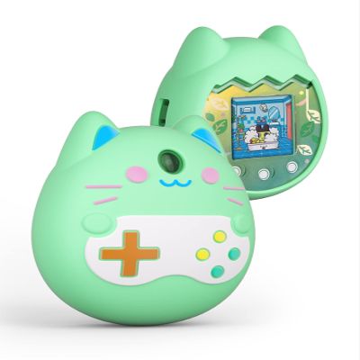 Virtual Electronic Pet Protective Case Game Machine Protective Cover for Tamagotchi Pix Silicone Case. (Green)