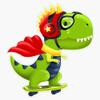 Skateboarding T-Rex Lime Green Sticker Decal Size 5" view 1